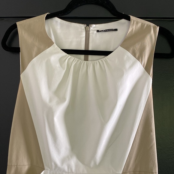 Women’s Elie TAHARI Sleeveless Ivory Tan Mid Length Casual Dress Sz 6 - Picture 3 of 7